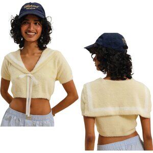 For Love & Lemons Kimmy Sailor Sweater Top Butter Yellow XS